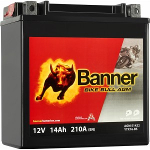 BANNER BIKE BULL AGM YTX16-BS 14AH 210A L+